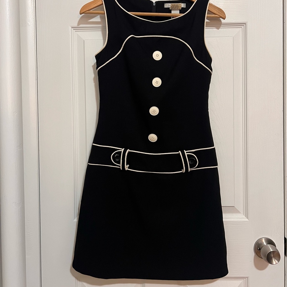 La Belle Black Dress with White Trim